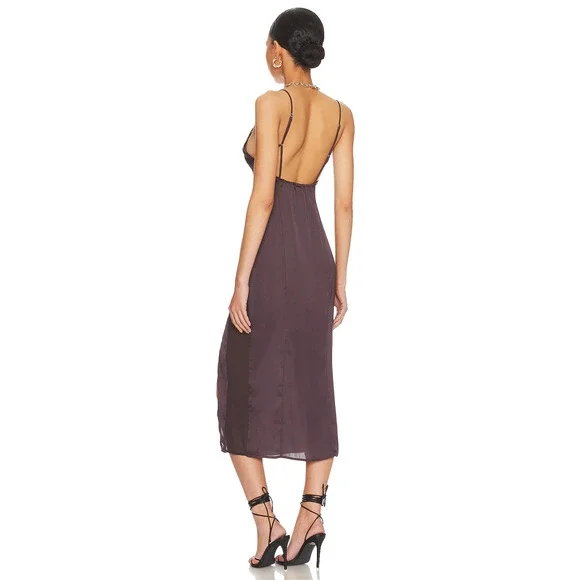 Free People NWOT Chocolate X Intimately FP City Cool Midi Slip Dress Size L - Picture 5 of 7